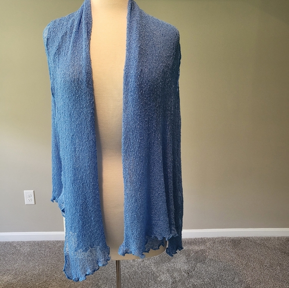 Fresco by Nomadic Traders – Beach Blue Long Mesh/Crochet Cardi/Shawl (One Size) - Picture 3 of 16